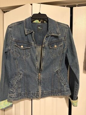 French Cuff Blue Denim Zip-Front Jacket